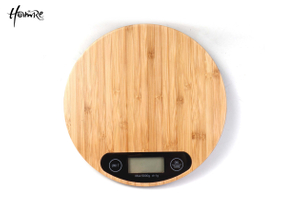 Bamboo Round Digital LCD Kitchen Scale 